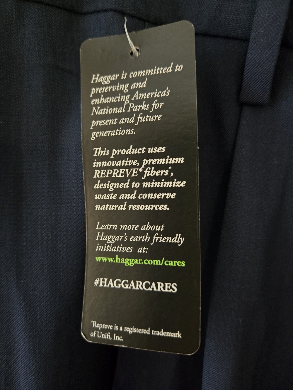 NWT Men's Haggar Classic Front Pleat Stretch Stria Navt Dress Pant 40W X 30L - Picture 6 of 12